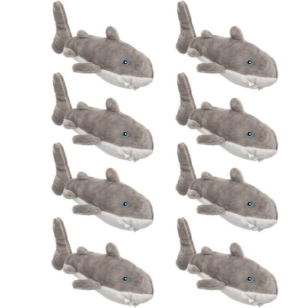 8PK Wildlife Tree 4" Mini Floppy Great White Shark Animal Kingdom Collection
